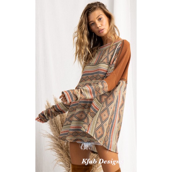 ❤️RESTOCKED! Boho Textured Aztec Dolman Tunic! - Picture 3 of 10
